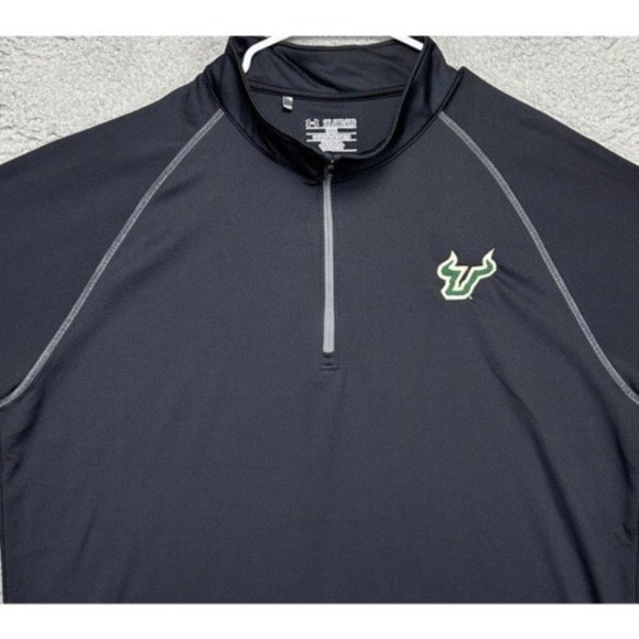 South Florida Bulls Shirt Mens 2XL Black Quarter Zip Pullover Loose Long Sleeve